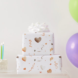 Confetti Perzik Chocolade Harten Verjaardag Cadeaupapier