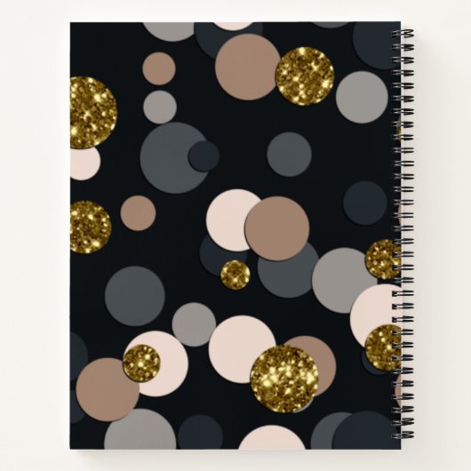 Confetti perzik, esdoorn, grijs en goud glitters notitieboek (Achterkant)