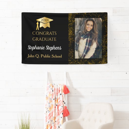 Confetti Photo Congrats Afstuderen naam | School Spandoek (Insitu)