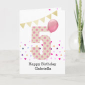 Confetti Pink Polka Dot 5th Birthday Kaart (Voorkant)