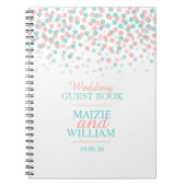 Confetti points orange vert mariage livre d'hôtes (Devant)