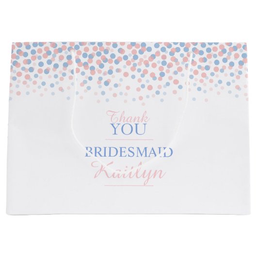 Confetti points rose bleu mariage sac cadeau (Devant)