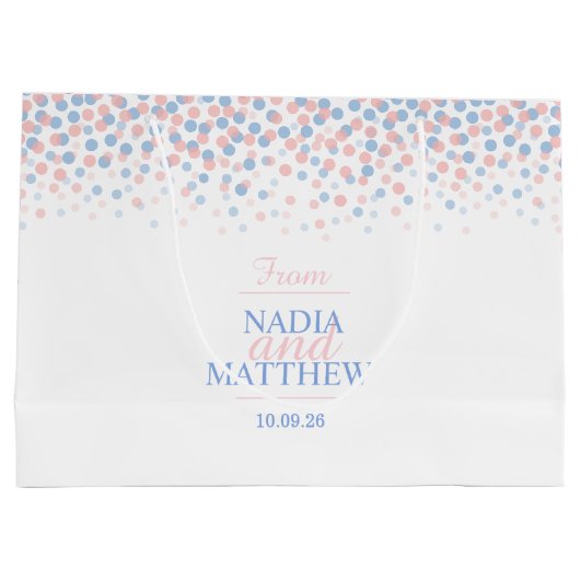 Confetti points rose bleu mariage sac cadeau (Dos)