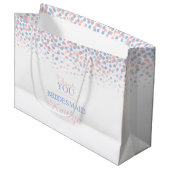 Confetti points rose bleu mariage sac cadeau (Devant Angle)