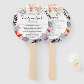 Confetti Red Lavender Lila Floral Wedding Programm Handwaaier (Voorkant en achterkant)