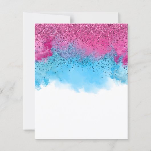 Confetti Roke Baby Genderonderzoek Uitnodiging (Achterkant)