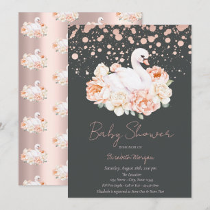Confetti Roos Gouden Bloemen Baby Zwaan Baby showe Kaart