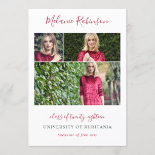 Confetti rose chaud 3 Photos Faire-part de graduat