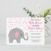 Confetti rose Elephant Baby Girl Douche Invitation (Debout devant)