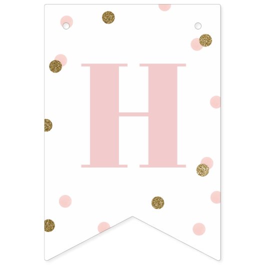 Confetti rose et or première bannière d'anniversai (Deuxième drapeau)