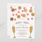 Confetti rose & or Brunch & Bubbly Invitations (Devant / Derrière)
