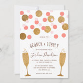 Confetti rose & or Brunch & Bubbly Invitations (Devant)