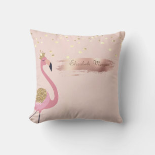 Confetti, Roze Goud Kwasstreek Roze Flamingo's Kussen