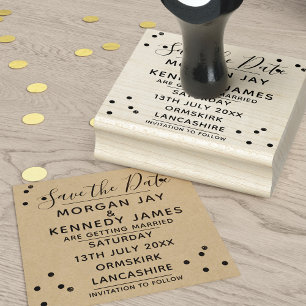 Confetti Save the Date DIY Weddenschap Rubber Stam Rubberstempel