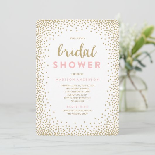 Confetti Shower | Bridal Shower-uitnodiging Kaart (Staand voorkant)