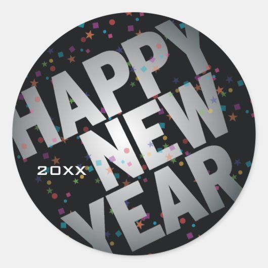 Confetti Silver Celebration New Years Sticker (Voorkant)