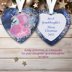 Confetti Sky Pink Unicorn kleindochter Ornament