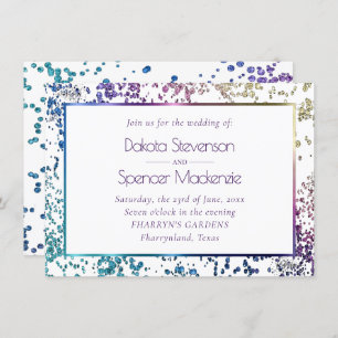 Confetti Sparkle   Colorful Diamond Dust Wedding Kaart