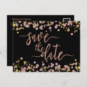 Confetti Sparkle Roos Gouden Bruiloft Save the Dat Aankondigingskaart (Voorkant / Achterkant)