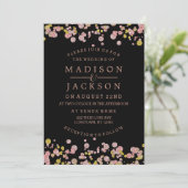 Confetti Sparkle Rose Gold Wedding Invitations (Debout devant)