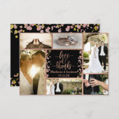 Confetti Sparkle Rose Merci Mariage or (Devant / Derrière)