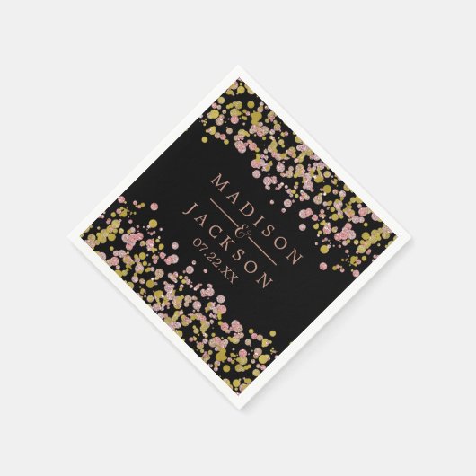 Confetti Sparkle Shine Roos Gold Weddenemonogram Servetten (Hoek)