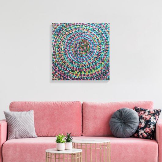 Confetti Spirals Stretched Canvas Print (Insitu (Woonkamer))