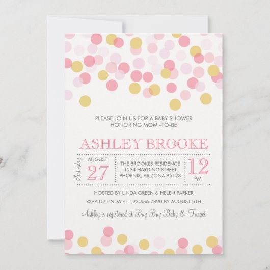 Confetti Sprinkle Baby shower Invitation Kaart (Voorkant)