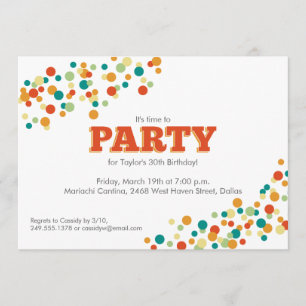 Confetti Sprinkle Party Invitation in Oranje Kaart