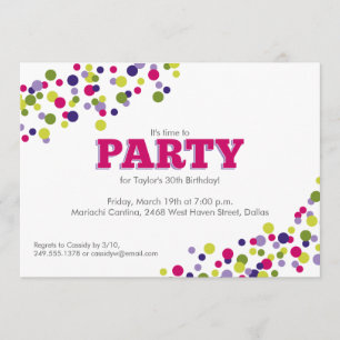 Confetti Sprinkle Party Invitation in Paars Kaart