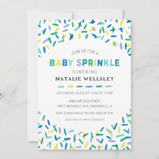 Confetti Sprinkles Baby Boy Sprinkle Invitation (Devant)