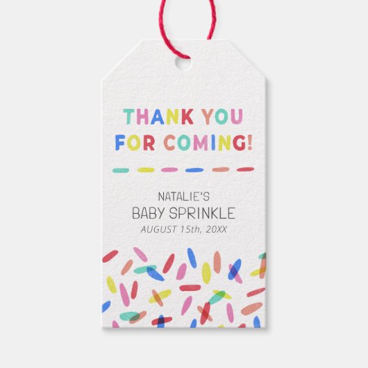 Confetti Sprinkles Baby Sprinkle Favor Gift Label Cadeaulabel (Voorkant)
