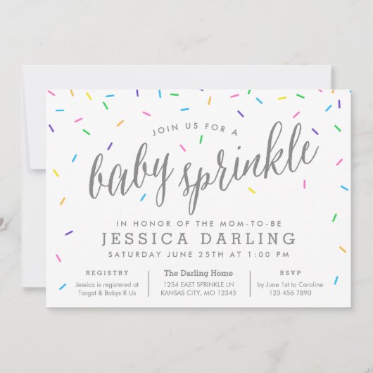 Confetti Sprinkles Baby Sprinkle Invitations (Devant)