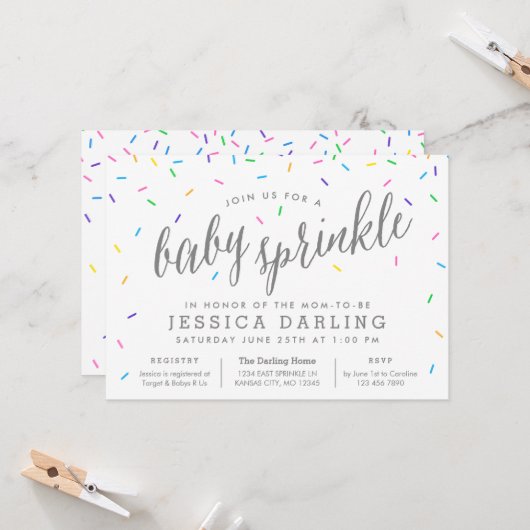 Confetti Sprinkles Baby Sprinkle Invitations (Devant/Arrière en situation)