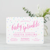 Confetti Sprinkles Baby Sprinkle Invitations rose (Debout devant)