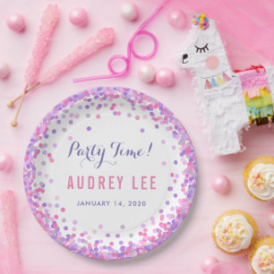 Confetti sprinkles verjaardagsdecor voor meisjes papieren bordje