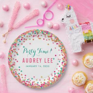 Confetti sprinkles verjaardagsdecor voor meisjes papieren bordje