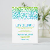 Confetti Stippen Blauwgroen Green Bat Mitzvah Rece Kaart (Staand voorkant)