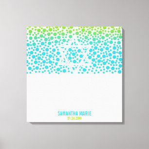 Confetti Stippen Blauwgroen kalkgroene bat Mitzvah Canvas Afdruk