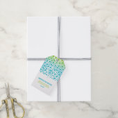 Confetti Stippen Blauwgroen Lime Green Bat Mitzvah Cadeaulabel (Met Touw)