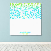 Confetti Stippen Blauwgroen Lime Green Bat Mitzvah Canvas Afdruk (Insitu (Houten vloer))