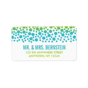 Confetti Stippen Blauwgroen lime groen adres Etiket