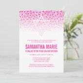 Confetti Stippen Hot Pink Bat Mitzvah Kaart (Staand voorkant)