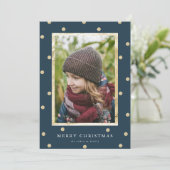 Confetti Stippen Kerstkaart | Navy (Staand voorkant)