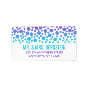 Confetti Stippen Paars Blauwgroen adres Etiket