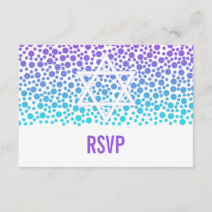 Confetti Stippen Paarse Blauwgroen BBT Mitzvah RSV RSVP Kaartje