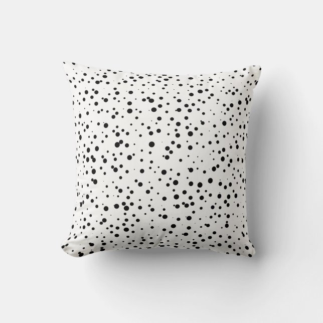 Confetti Stippen Patroon in zwart-wit Kussen (Voorkant)