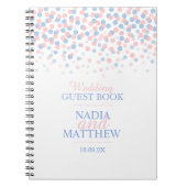 Confetti stippen roze blauw bruiloft gastenboek notitieboek (Voorkant)
