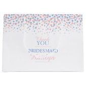 Confetti stippen roze blauwe trouwerekzak groot cadeauzakje (Voorkant)