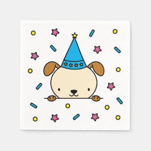 confetti strooi verjaardagsfeest hond illustratie servet